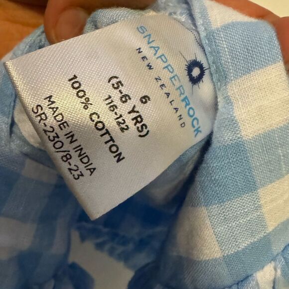 Snapper Rock Light Blue Checkered Kids Dress #22 - Picture 6 of 7